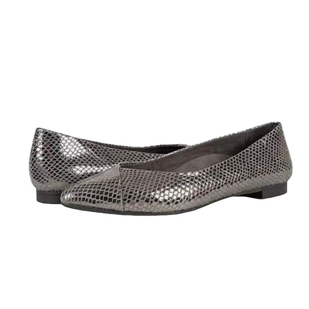 Vionic Caballo Snakeskin Pointed Toe Flats Gold Metallic Natural Womens 7.5